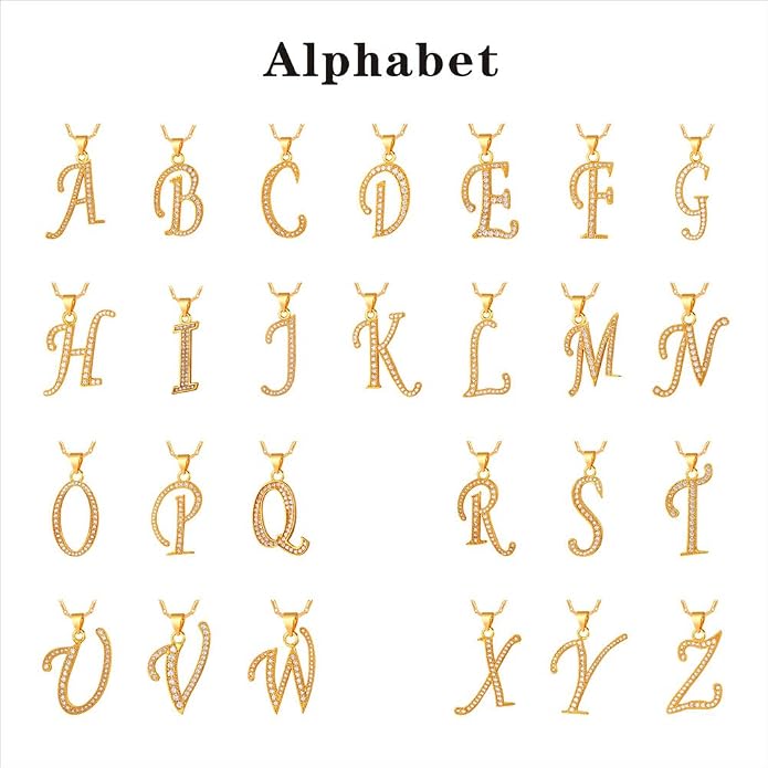 U7 Initial Necklace for Women, Gold/Platinum Plated CZ Crystal Letter A-Z Pendant Necklace, Shiny 20 Inch Name Chain Dainty Personalized Jewelry for Men Mom Wife Friend