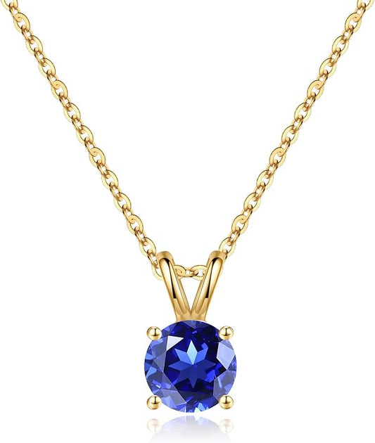 SMILEST Birthstone Necklaces for Women Mom Wife, 1ct Sparkle Round Cut Birthstone Pendant 925 Sterling Silver Necklace Anniversary Birthday Gifts for Women Mom Wife Friend