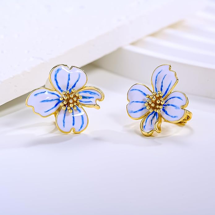 Clip on Earrings Women, 14K Gold Plated Earrings for Sensitive Ears, Fashion Women's Earrings Jewelry Birthday Gift for Wife Grandma Daughter Girls on Christmas Thanksgiving