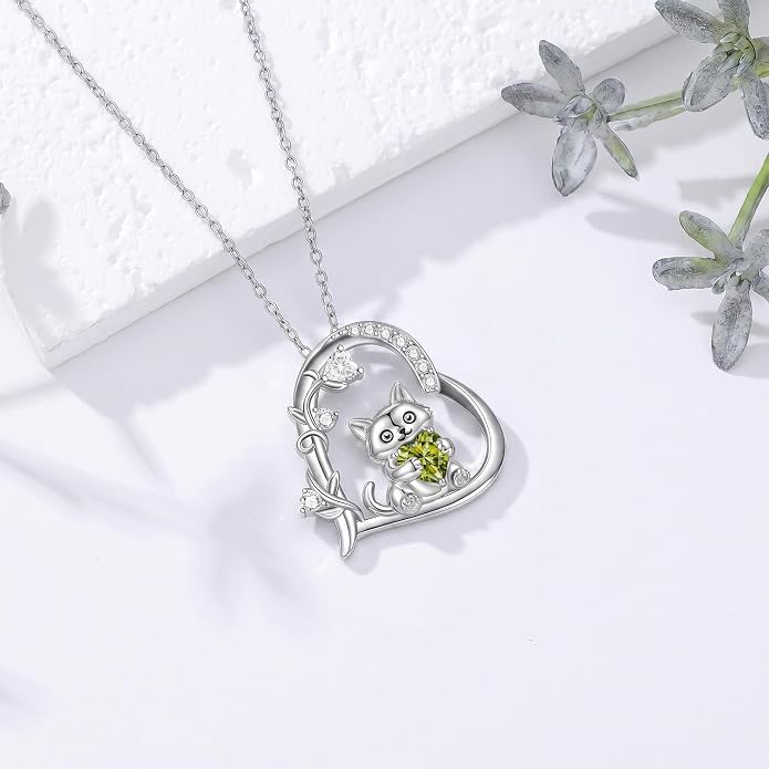 PELOVNY Teddy Bear Necklace for Women 925 Sterling Silver Bear/Highland Cow/Fox/Cat/Axolotl Birthstone Necklace Christmas Birthday Jewelry Gifts for Mom Daughter Wife Sister