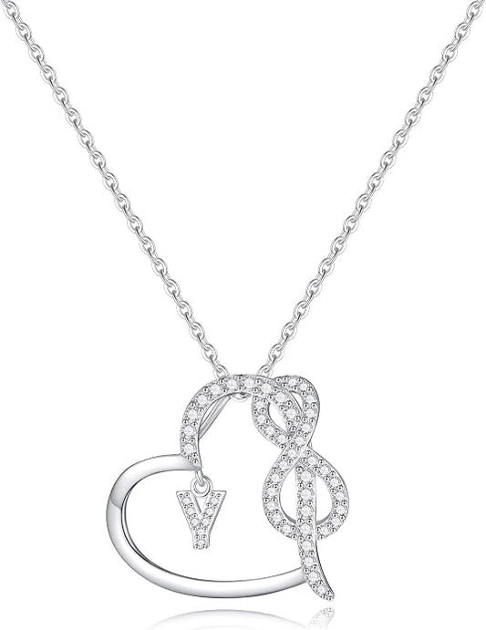 Infinity Heart Necklaces for Women, S925 Sterling Silver Initial Necklace Womens Jewelry Mothers Day Gifts Girls Valentines Gifts for Her Christmas Birthday Gifts for Women Mom Wife Girlfriend