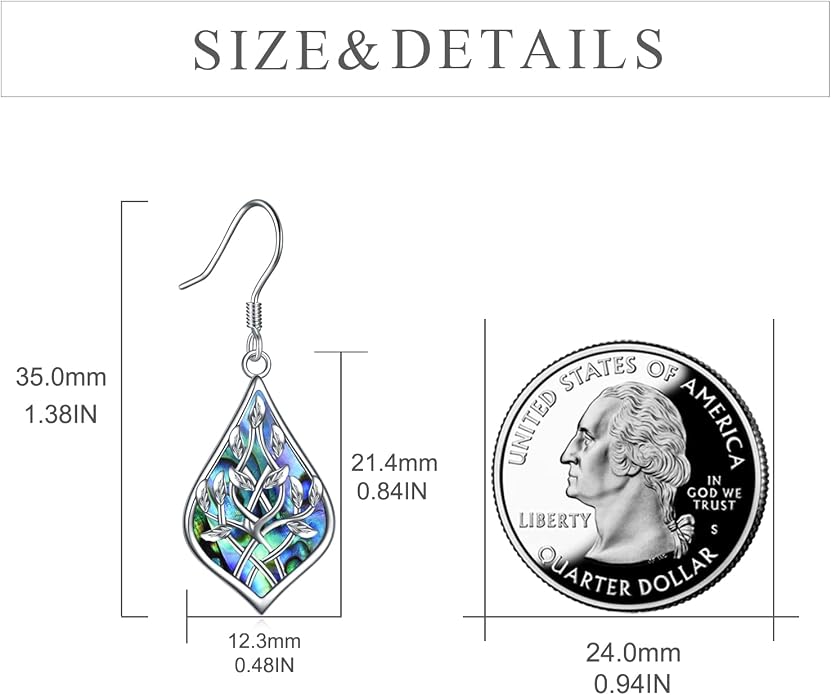 CRMAD Hummingbird/Bee/Leaves/Sunflower/Daisy/Dragonfly/Rose/Lotus Flower Sterling Silver Filigree Teardrop Earrings Abalone Shell Jewelry for Women