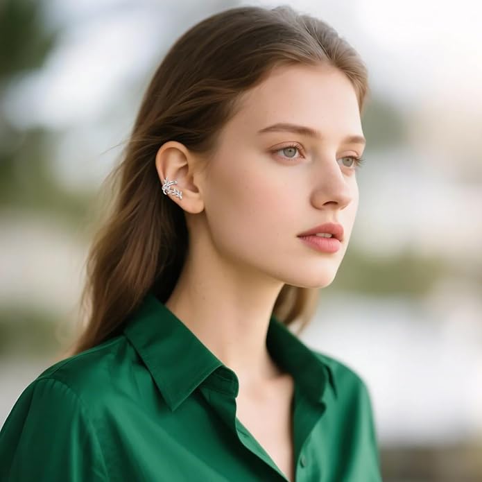 POPLYKE 925 Sterling Silver Ear Cuff Earrings for Women Climber Earrings No Piercing Jewelry Gift for Women