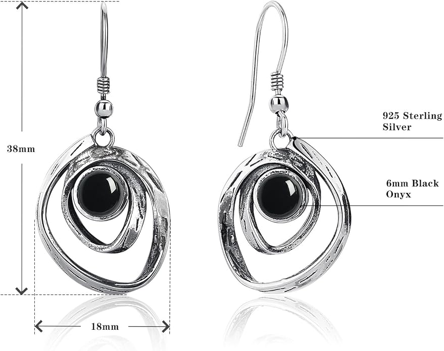 Turquoise Earrings for Women 925 Sterling Silver Pearl/Black Onyx/Opal Dangle Earrings Vintage Spiral/Wire Wrapped/Beads & Rope Ear Hook Earrings