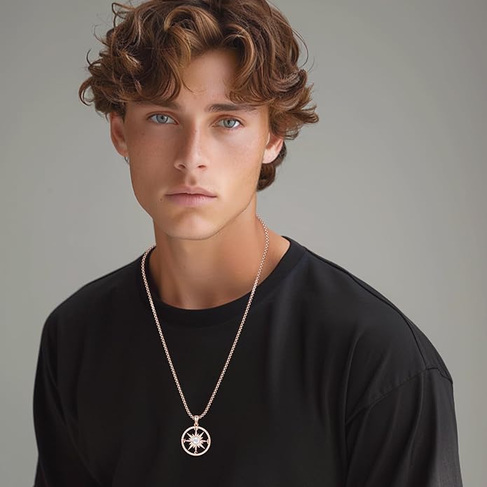 Compass Necklace for Women Men 925 Sterling Silver Pendant Urn Necklaces for Ashes Picture Locket Necklace Anchor Necklace Viking Necklace Crystals CZ Moonstone Abalone Shell Turquoise Compass Jewelry