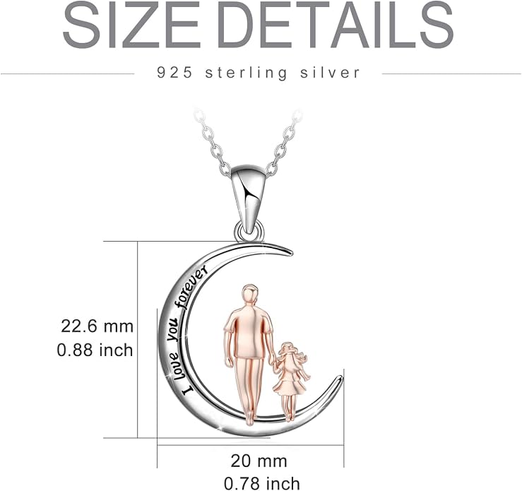 PROESS S925 Sterling Silver Daughter Heart Pendant Necklace from Dad Mom I Love You Forever Jewelry