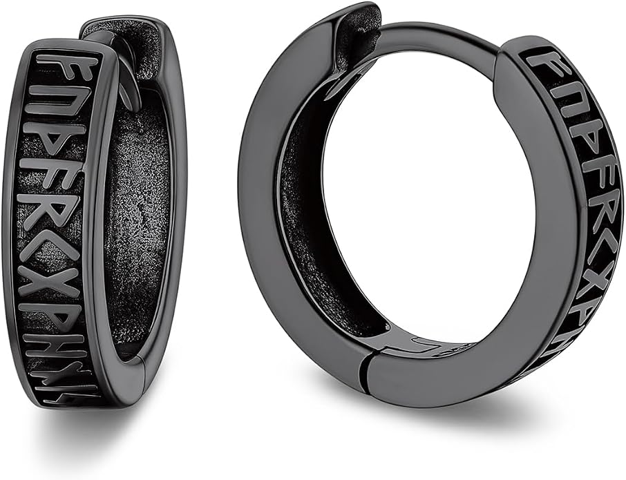 Bandmax 925 Sterling Silver Black Huggie Hoop Earrings 10mm Small Hypoallergenic Cartilage Piercing Jewelry for Women Men Gift