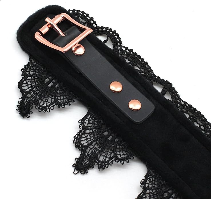 SMspade Leather Choker Collar Black Lace Chokers Set for Men Women Girls