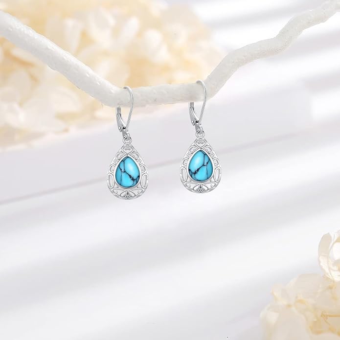 Tree of Life/Cat/Turtle/Butterfly/Flower/Celtic/Turquoise/Moonstone Dangle Earrings for Women Sterling Silver Cute Animals Drop Earrings Jewelry Gifts