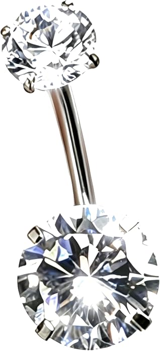 Color Moissanite Titanium Belly Button Ring, Gold Silver Plated Internally Threaded Navel Piercing Jewelry, Hypoallergenic Implant Grade G23 Titanium Belly Ring, Brilliant Cut Moissanite Belly Piercing Rings for Women Men
