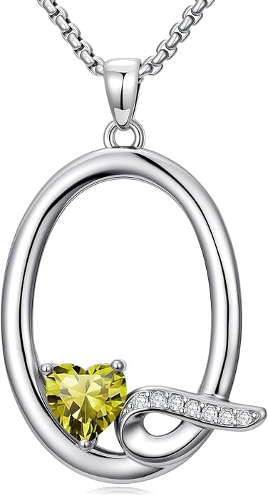Birthday Gifts for Women Alphabet A to Z Initial Birthstone Pendant Necklaces for Women - 18k White Gold Plated Personalized Name Jewelry Anniversary Graduation Gifts for Wife Her Daughter Girlfriend(with Gift Box)