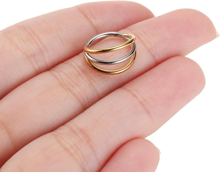 316L Surgical Steel Septum Clicker Ring Nose Ring Hoop Sleeper Hoop Earring Helix Rook Conch Cartilage Daith Tragus Earrings Lobe Nose Piercing Jewelry for Women