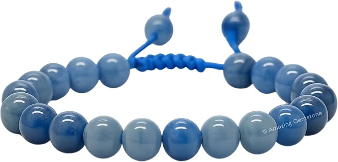 Amazing Gemstone Blue Aventurine Bracelet for Women Men's Gifts - Protection Healing Crystal Bracelet - 8mm Gemstone Beaded Adjustable Bracelet Pulseras para Hombres Mujer Stocking Stuffers