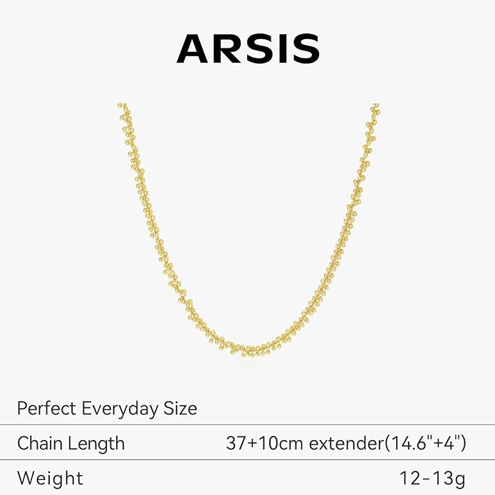 ARSIS 18K Gold Plated Cube/Curb/Wave Chain Link Necklace, Adjustable Choker Platinum Plated Necklace Dainty Layered Hypoallergenic Jewelry Gift for Women
