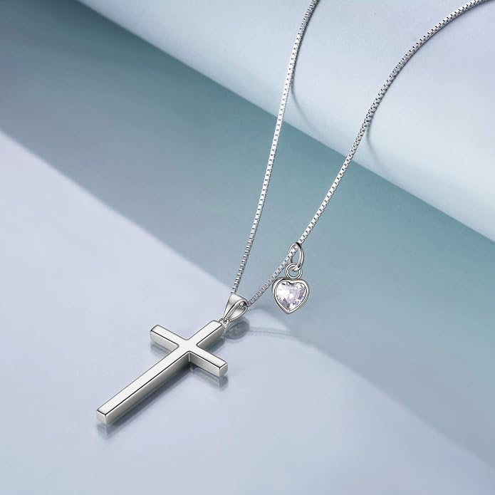 POPLYKE Cross Necklace 925 Sterling Silver Philippians 4:13 I Can Do All The Things Inspirational Necklace Gifts for Women Men 20+2''