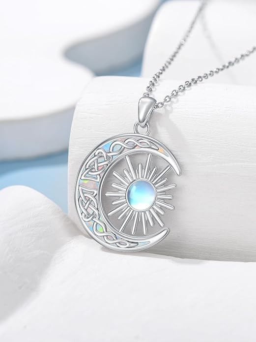 WINNICACA Tree of Life Necklace for Women Sterling Silver Crescent Moon Tree Moonstone Pendant Family Necklace for Mother Daughter Sister Gifts ﻿