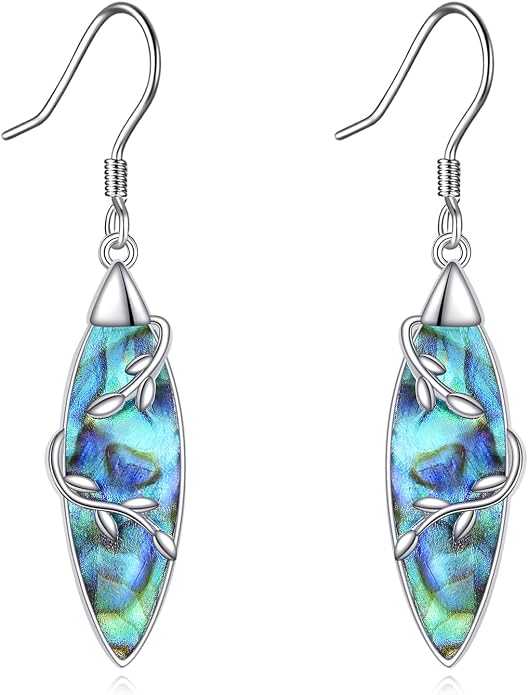 TIGER RIDER Abalone Shell 925 Sterling Silver Dangle Earrings Lightweight Filigree Dangle Drop Earrings for Women