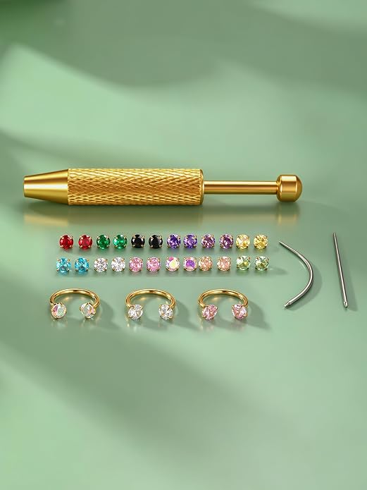 Oveta 18G Horseshoe Nose Rings for Women, 16G 20G Surgical Steel Nose Ring Hoop 6/8/10/12mm, Internally Threaded Tragus Cartilage Helix Earrings Silver/Gold, 3mm CZ
