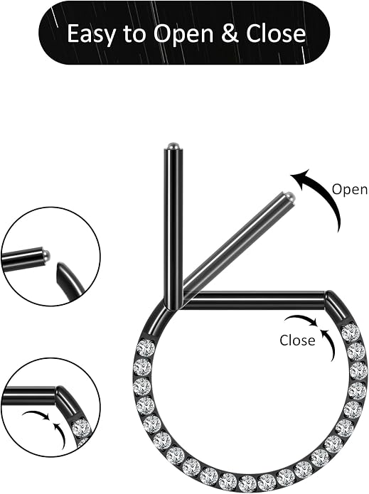Oveta Titanium D Shaped Nipple Rings 14G for Nipple Piercing Jewelry Higned Segment Clicker Ring Hoops 11mm 12mm 14mm for Women Men, Silver Gold Black, 2PCS