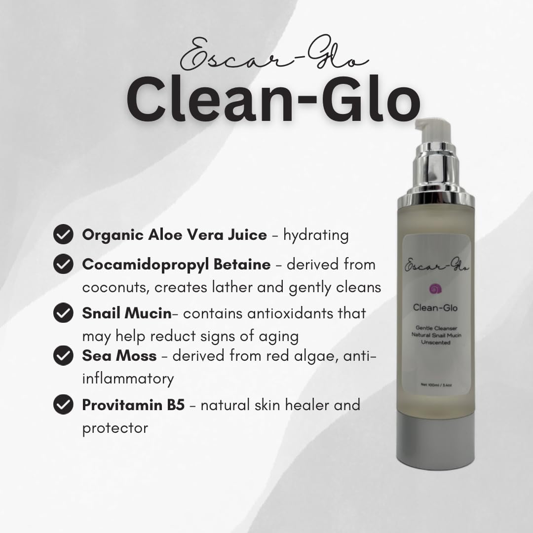 Trio Snail Mucin Unscented Cleanser, Toner and Moisturizer Skin Care Set, White