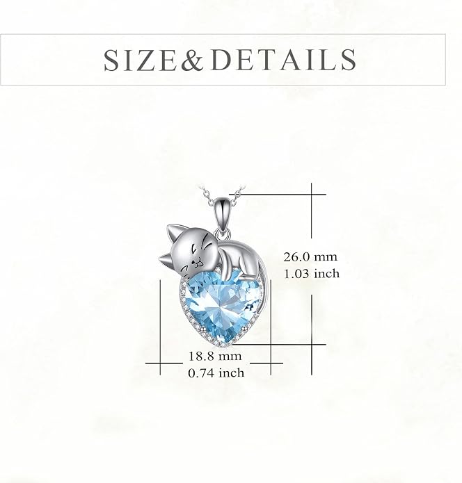 Cat Necklace Sterling Silver Cat Zircon Pendant Gothic Jewelry for Women Animal Lovers Gifts