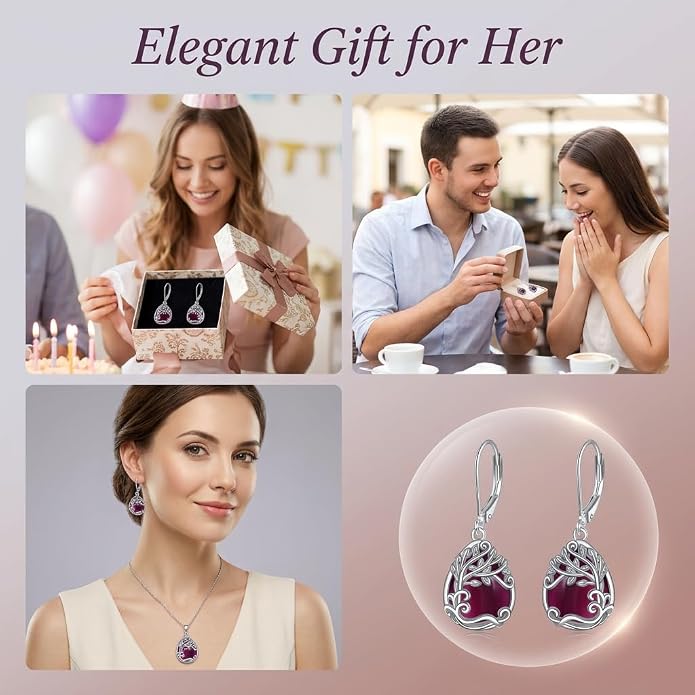 Teardrop Tree of Life/Filigree Earrings for Women Dangle Leverback Earrings Jewelry Gift Anniversary For Her