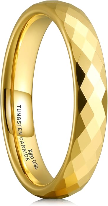 King Will Tungsten Carbide Wedding Ring for Men Women Promise Ring for Couple 2mm/4mm/6mm Black/Silver/Gold/Rose Gold Multi-faceted Shining Luster High Polished Wedding Band Comfort Fit