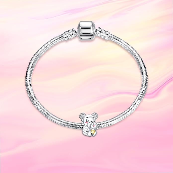 NINGAN 925 Sterling Silver Charm Golden Love Charm Buckle Safety Chain Travel Bead Firefly Dragonfly Pendant, Suitable for Women Bracelet and Necklace as Gift from Mom and Friends