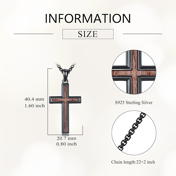 Cross Necklace 925 Sterling Silver Cross Faith Pendant Christian Jewelry Gifts for Women Men