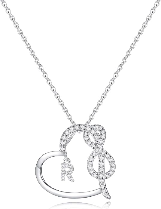 Infinity Heart Necklaces for Women, S925 Sterling Silver Initial Necklace Womens Jewelry Mothers Day Gifts Girls Valentines Gifts for Her Christmas Birthday Gifts for Women Mom Wife Girlfriend