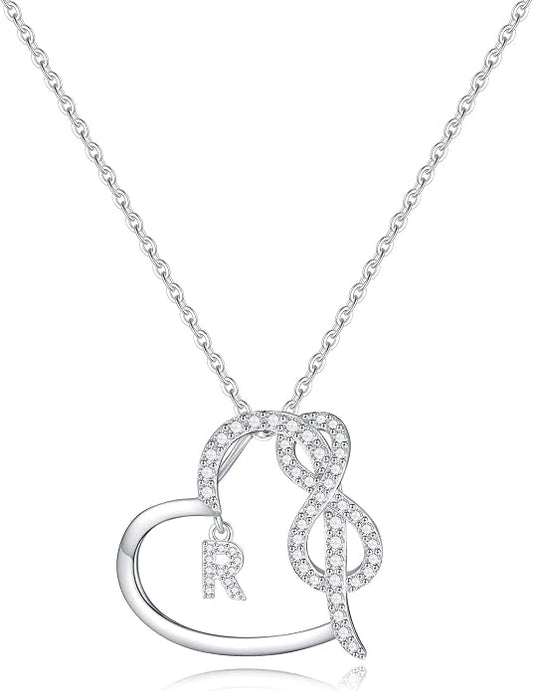 Infinity Heart Necklaces for Women, S925 Sterling Silver Initial Necklace Womens Jewelry Mothers Day Gifts Girls Valentines Gifts for Her Christmas Birthday Gifts for Women Mom Wife Girlfriend