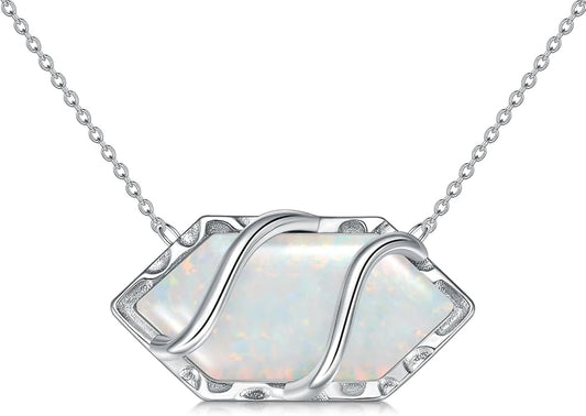 HPQQ Teardrop Necklace 925 Sterling Silver Filigree Gemstone Pendant Necklace Fine Jewelry Birthday Mother's Day Gifts for Women Her Mom