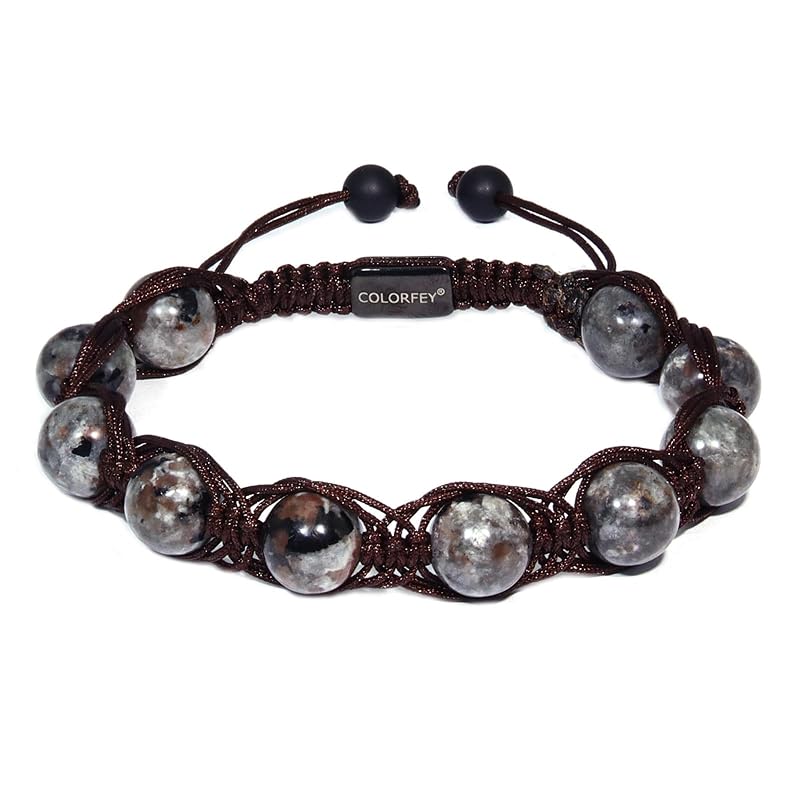Mens Beaded Bracelet Genuine Natural Stone Flame Stone Bead Bracelets Premium Handcrafted Energy Crystal Bracelets for Men, 10mm Healing Triple Rope Bracelet Unique Mens Stone Jewlry for Men