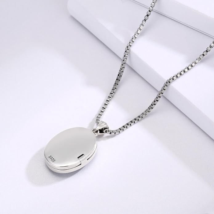 925 Sterling Silver Oval Turquoise Lockets Pendant that Holds Pictures Vintage Jewelry Memorial Gifts for Women