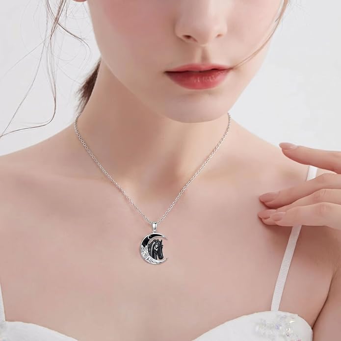 Tree of Life/Cat/Horse/Turtle/Sun/Cow Pendant Crescent Moon Necklace Anniversary Graduation Birthday for Grandma Women Wife Daughter(with Gift Box)