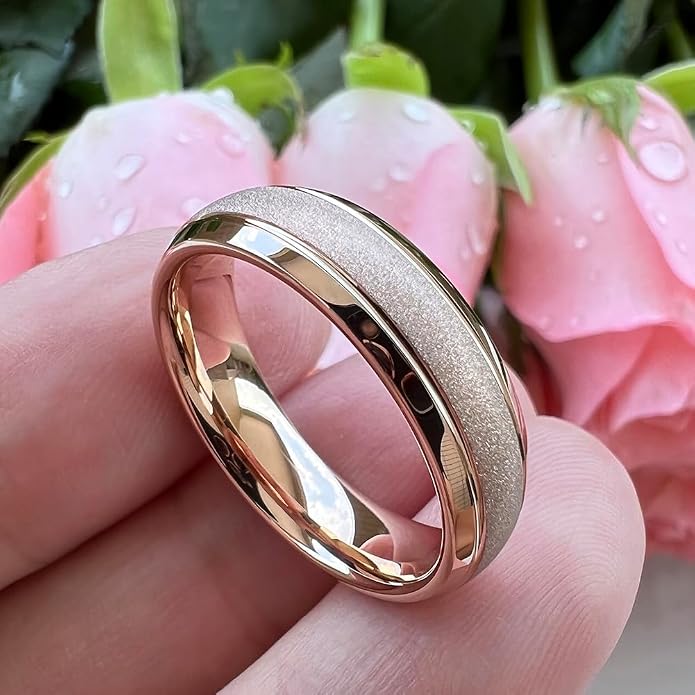 TUTISS 6mm 8mm Black/Gold/Rose Gold/White Tungsten Rings for Men Women Fashion Engagement Wedding Bands Sandblasted Finish I Love You Engraved Comfort Fit