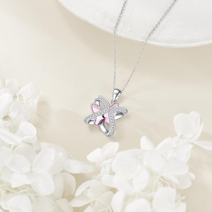 Crystal Necklace 925 Sterling Silver Crystal Pendant Necklace for Women Gift for Women