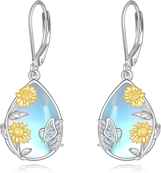 VONALA Flower Earrings for Women 925 Sterling Silver Rose/Lotus/Scottish Thistle/Tulip/Lilac/Mushroom/Pineapple Dangle Drop Earrings Flower Jewelry Gifts for Women Girls Birthday Gifts
