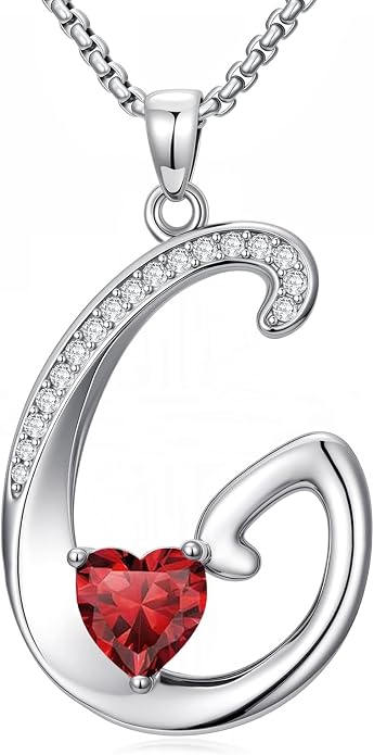 Birthday Gifts for Women Alphabet A to Z Initial Birthstone Pendant Necklaces for Women - 18k White Gold Plated Personalized Name Jewelry Anniversary Graduation Gifts for Wife Her Daughter Girlfriend(with Gift Box)