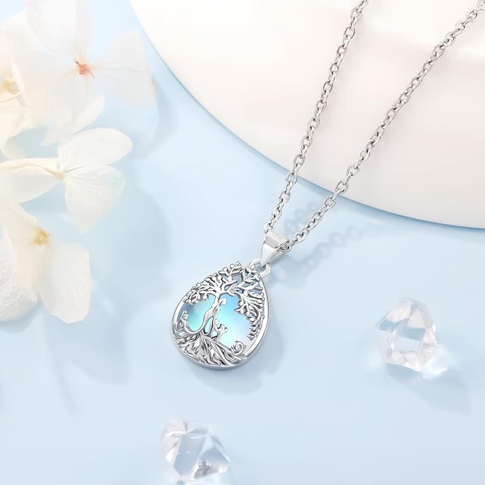 Tree of Life Necklace Family Teardrop/Heart Pendant Mother Jewelry Gifts for Women Grandma Wife Mom