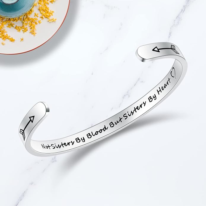 TONY & SANDY Inspirational Bracelets for Women Teen Girls Personalized Gifts for Daughter Granddaughter Mom Sister Friends Stainless Steel Engraved Cuff Birthday Easter Christmas
