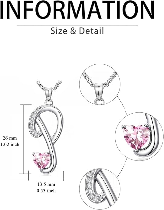 Birthday Gifts for Women Alphabet A to Z Initial Birthstone Pendant Necklaces for Women - 18k White Gold Plated Personalized Name Jewelry Anniversary Graduation Gifts for Wife Her Daughter Girlfriend(with Gift Box)