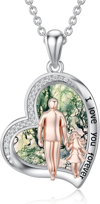 PROESS S925 Sterling Silver Daughter Heart Pendant Necklace from Dad Mom I Love You Forever Jewelry