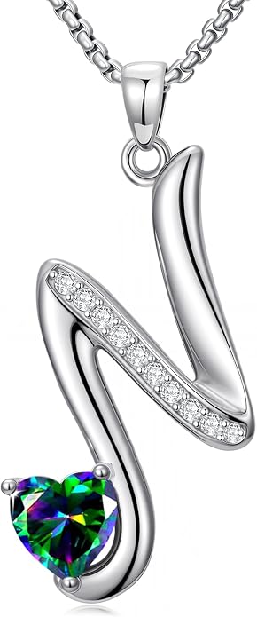 Birthday Gifts for Women Alphabet A to Z Initial Birthstone Pendant Necklaces for Women - 18k White Gold Plated Personalized Name Jewelry Anniversary Graduation Gifts for Wife Her Daughter Girlfriend(with Gift Box)