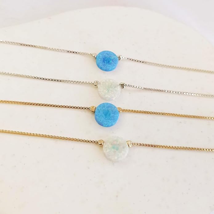 Minimalist Evil Eye Charm Bracelet – Handmade Delicate Good Luck Jewelry for Women – Adjustable 6.5” + 1” Extender