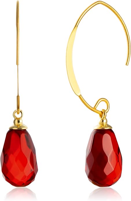 Pull-Through Earrings, Amber Jewelry, Faceted Sparkling Amber Earrings - Parent