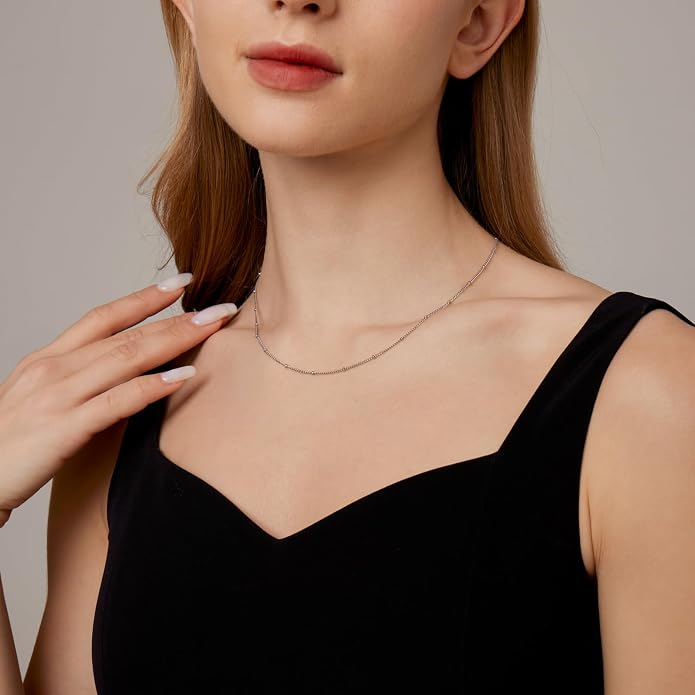 Gold Chain Necklace for Women Dainty Simple Satellite Beaded Twisted Chain Choker Necklace Everyday Jewelry Christmas Gifts