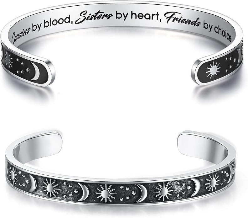 TONY & SANDY Inspirational Bracelets for Women Teen Girls Personalized Gifts for Daughter Granddaughter Mom Sister Friends Stainless Steel Engraved Cuff Birthday Easter Christmas