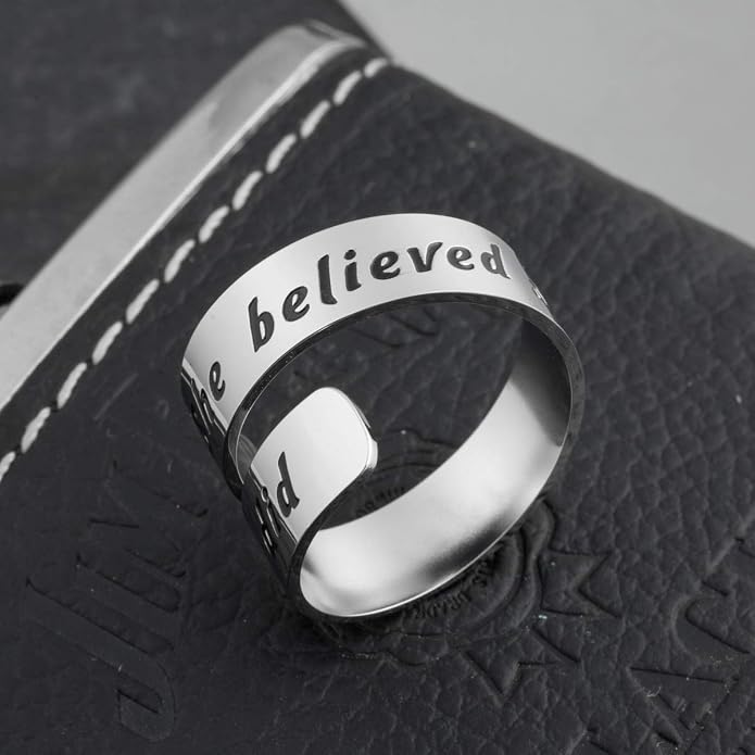 Inspirational Motivational Adjustable Ring Personalized Stainless Steel Spiral Wrap Twist Rings Encouragement Statement Graduation Jewelry Birthday Gifts for Women Teengirls.