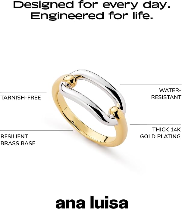 Ana Luisa Gold Rings for Women - 14K Gold Plated Rings for Women Non Tarnish - Trendy Stacking Ring for Daily Wear - Twisted, Heart, Eternity Ring Styles - Hypoallergenic & Water-Resistant Jewelry